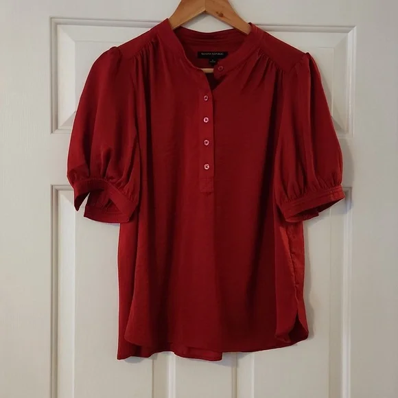 Banana Republic Red Silk Blouse Size S - Picture 4 of 13